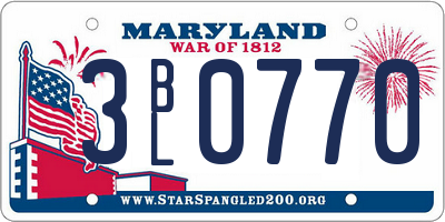 MD license plate 3BL0770