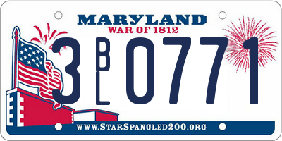 MD license plate 3BL0771