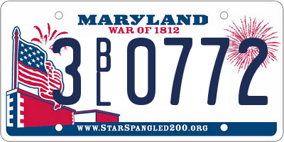 MD license plate 3BL0772