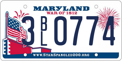 MD license plate 3BL0774