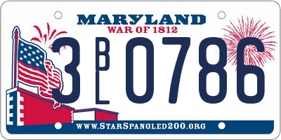 MD license plate 3BL0786