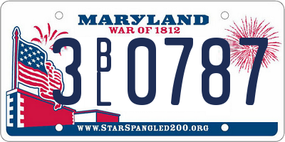 MD license plate 3BL0787