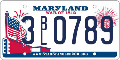 MD license plate 3BL0789