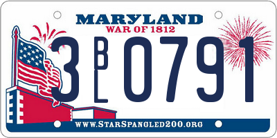MD license plate 3BL0791
