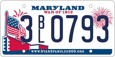 MD license plate 3BL0793