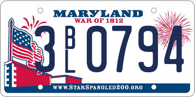 MD license plate 3BL0794