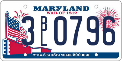MD license plate 3BL0796
