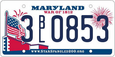 MD license plate 3BL0853