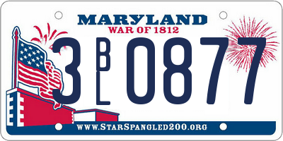 MD license plate 3BL0877