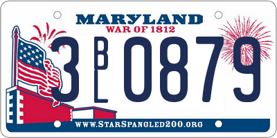 MD license plate 3BL0879