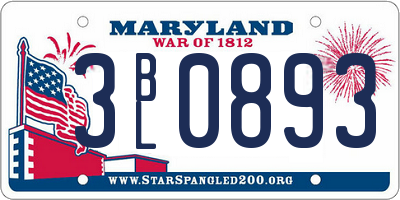 MD license plate 3BL0893