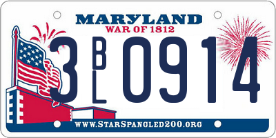 MD license plate 3BL0914