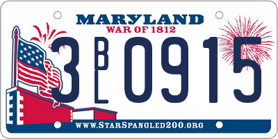 MD license plate 3BL0915