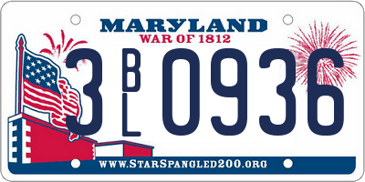MD license plate 3BL0936