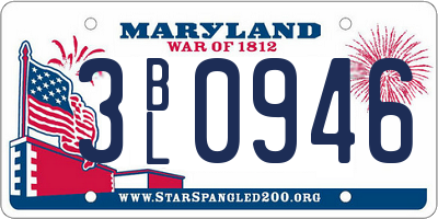MD license plate 3BL0946