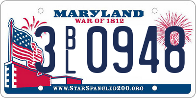MD license plate 3BL0948