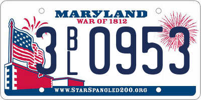 MD license plate 3BL0953
