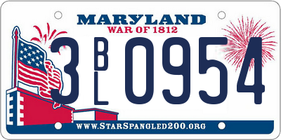 MD license plate 3BL0954