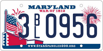 MD license plate 3BL0956