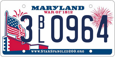 MD license plate 3BL0964