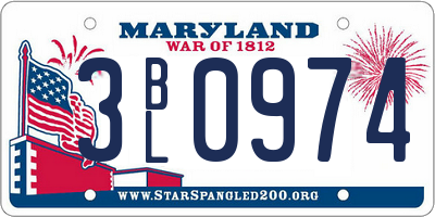 MD license plate 3BL0974