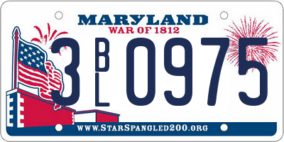 MD license plate 3BL0975