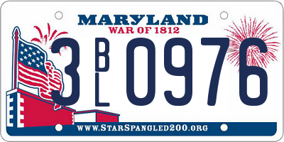 MD license plate 3BL0976