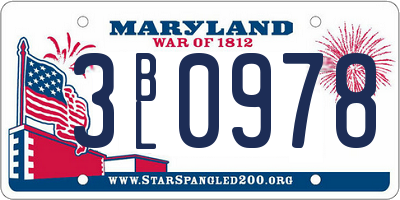 MD license plate 3BL0978