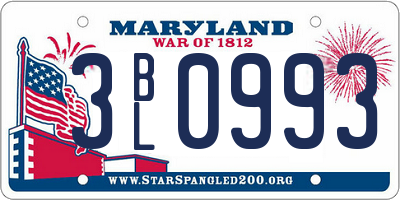 MD license plate 3BL0993