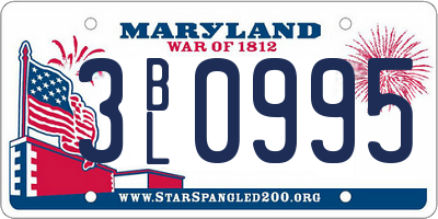 MD license plate 3BL0995