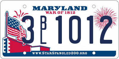 MD license plate 3BL1012