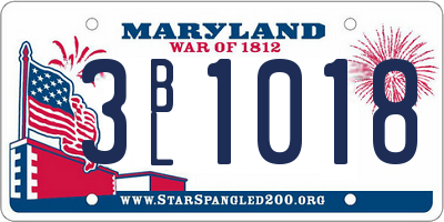 MD license plate 3BL1018