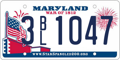 MD license plate 3BL1047
