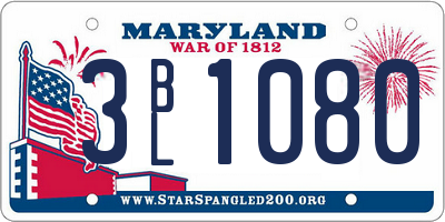 MD license plate 3BL1080