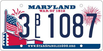 MD license plate 3BL1087