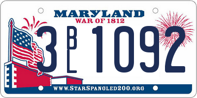 MD license plate 3BL1092