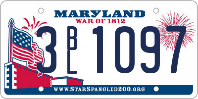 MD license plate 3BL1097