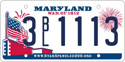 MD license plate 3BL1113