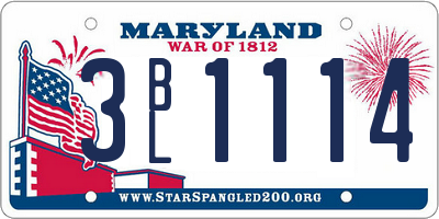 MD license plate 3BL1114