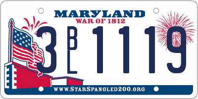 MD license plate 3BL1119