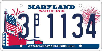 MD license plate 3BL1134