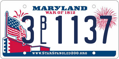 MD license plate 3BL1137