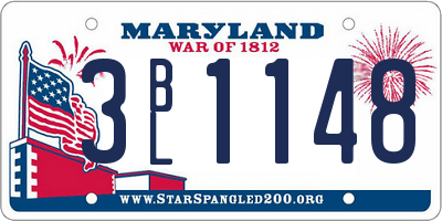 MD license plate 3BL1148