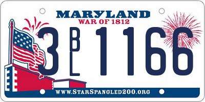 MD license plate 3BL1166
