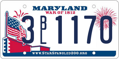 MD license plate 3BL1170