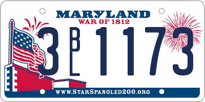 MD license plate 3BL1173