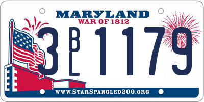 MD license plate 3BL1179