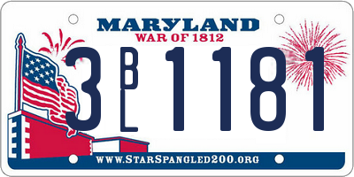 MD license plate 3BL1181