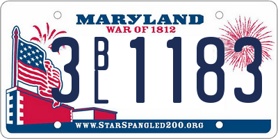 MD license plate 3BL1183