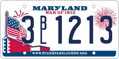 MD license plate 3BL1213